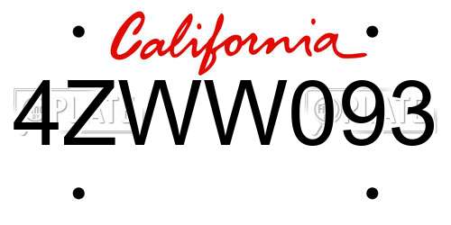 4ZWW093 California License Plate