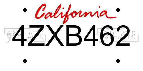 4ZXB462 California License Plate