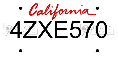 4ZXE570 California License Plate