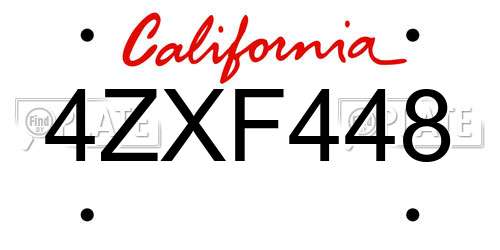 4ZXF448 California License Plate