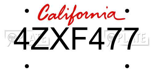 4ZXF477 California License Plate