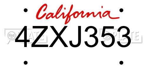 4ZXJ353 California License Plate