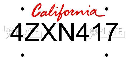 4ZXN417 California License Plate