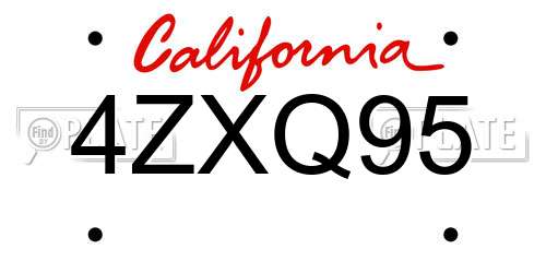 4ZXQ95 California License Plate