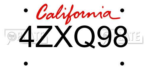 4ZXQ98 California License Plate