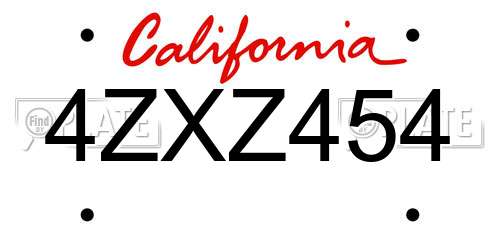 4ZXZ454 California License Plate