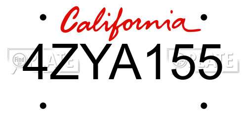 4ZYA155 California License Plate