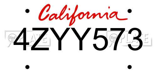 4ZYY573 California License Plate
