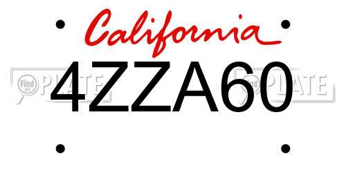 4ZZA60 California License Plate