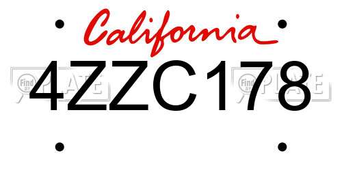 4ZZC178 California License Plate