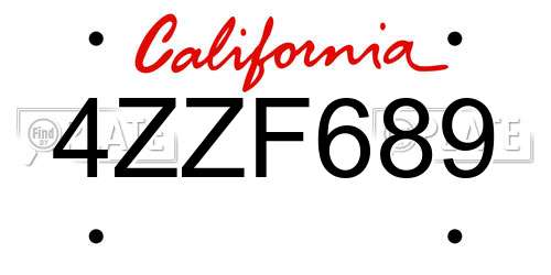 4ZZF689 California License Plate