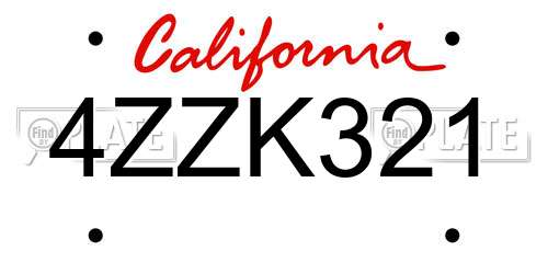 4ZZK321 California License Plate