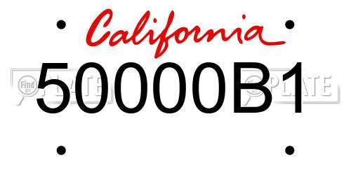 50000B1 California License Plate