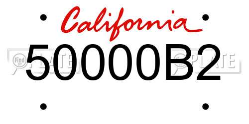 50000B2 California License Plate