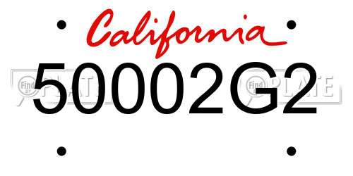 50002G2 California License Plate