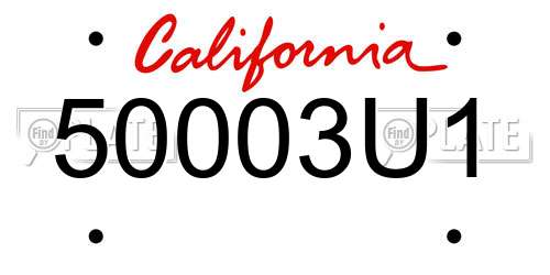 50003U1 California License Plate