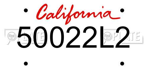 50022L2 California License Plate