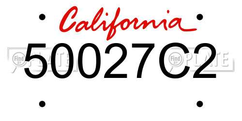 50027C2 California License Plate