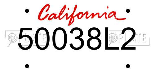 50038L2 California License Plate