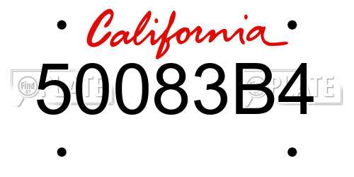 50083B4 California License Plate