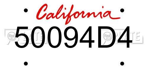 50094D4 California License Plate