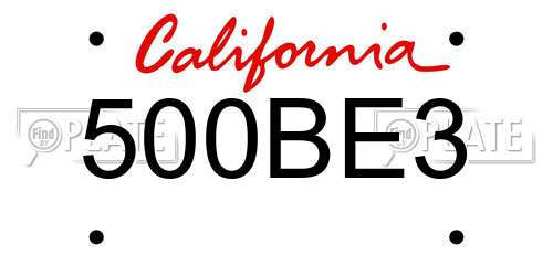500BE3 California License Plate