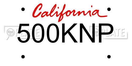 500KNP California License Plate