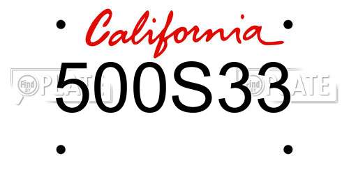 500S33 California License Plate