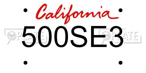 500SE3 California License Plate