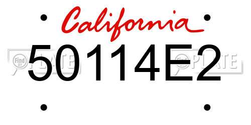 50114E2 California License Plate