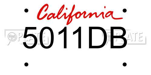 5011DB California License Plate