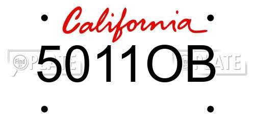 5011OB California License Plate