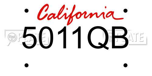 5011QB California License Plate