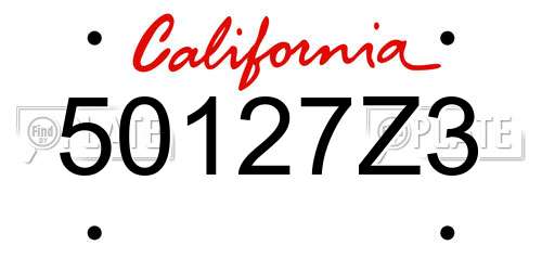 50127Z3 California License Plate