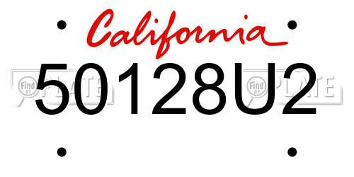 50128U2 California License Plate