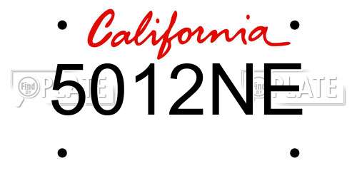 5012NE California License Plate
