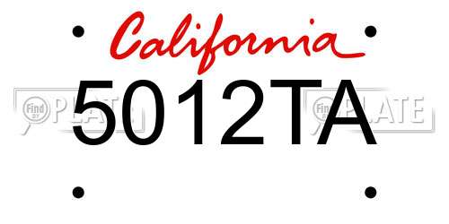 5012TA California License Plate