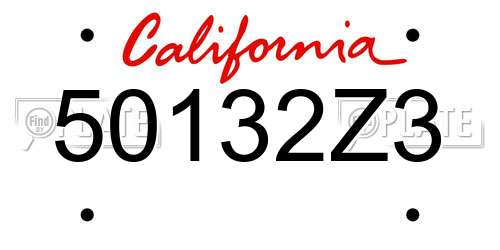 50132Z3 California License Plate