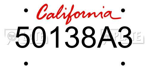 50138A3 California License Plate