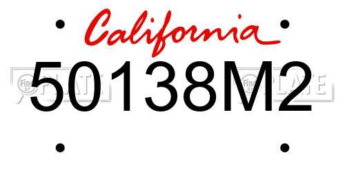 50138M2 California License Plate