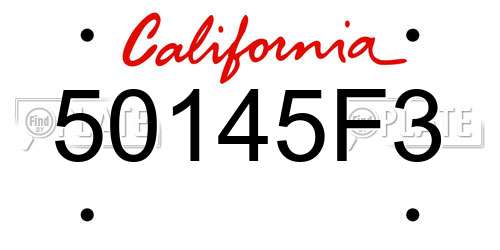 50145F3 California License Plate