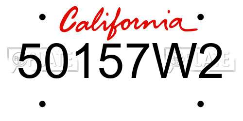 50157W2 California License Plate