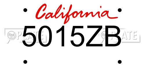5015ZB California License Plate