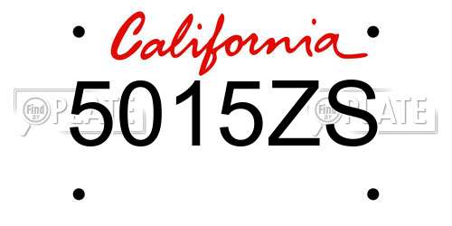 5015ZS California License Plate
