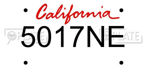 5017NE California License Plate