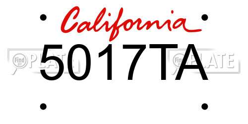 5017TA California License Plate