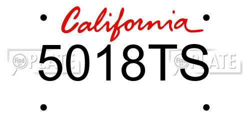 5018TS California License Plate
