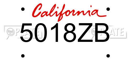 5018ZB California License Plate