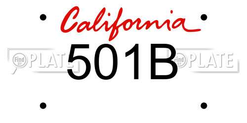 501B California License Plate