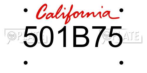 501B75 California License Plate